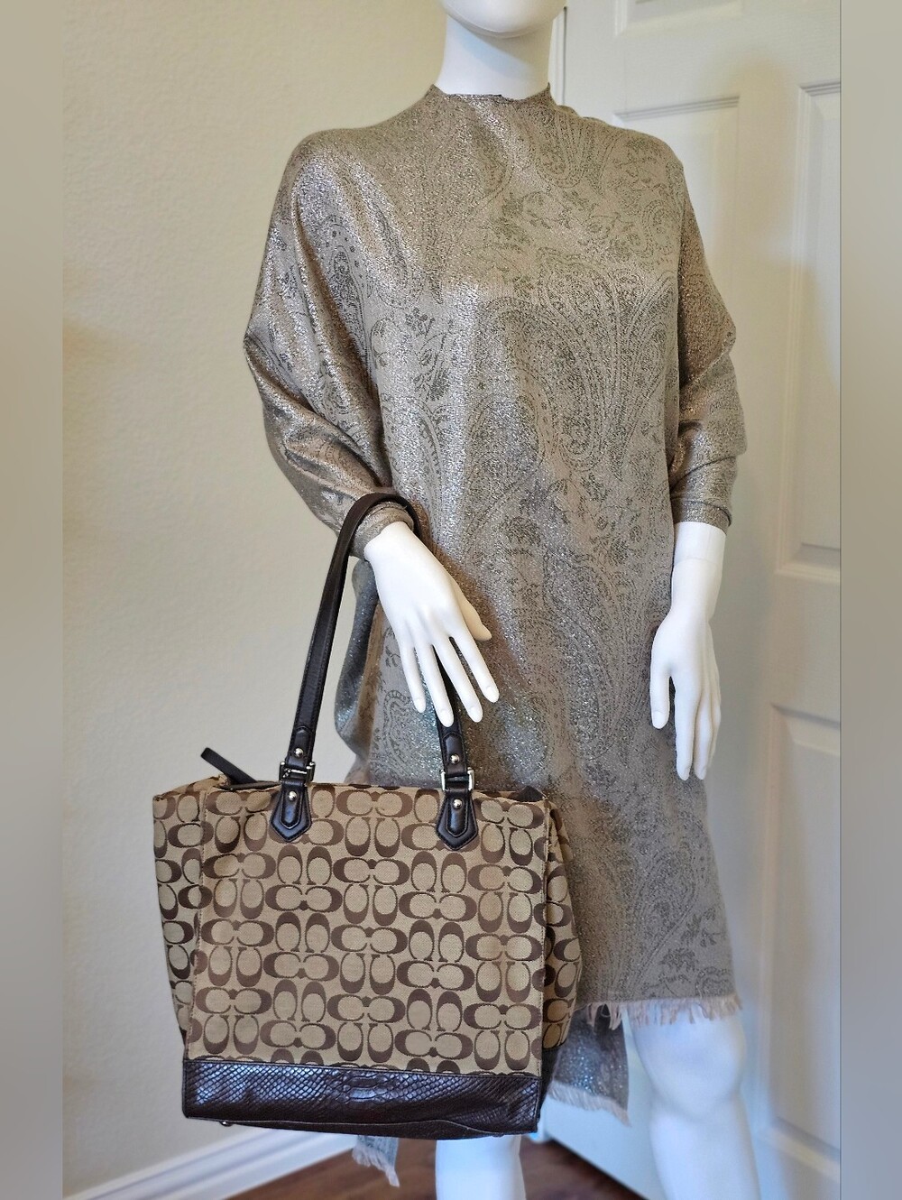 Coach Charlie Signature Python Embossed Tote - Picture 2 of 13